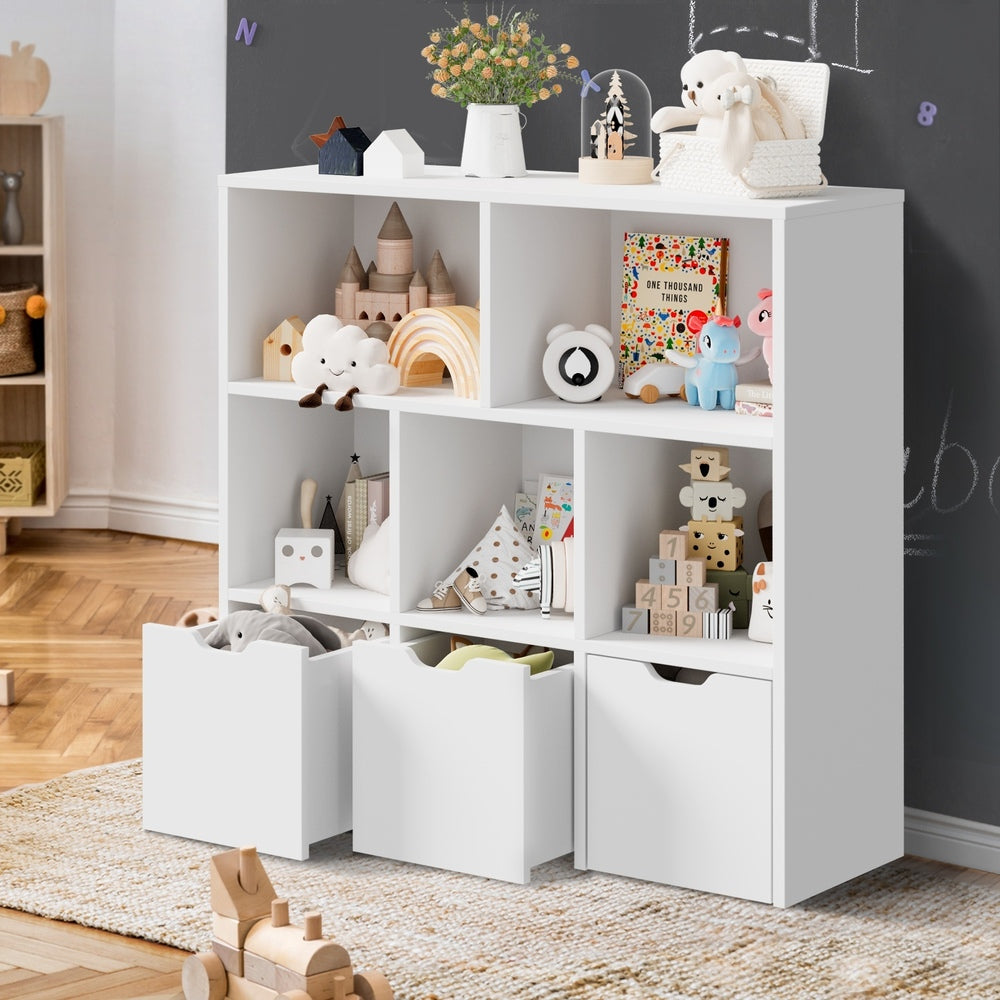 Oikiture Kids Storage Cabinet Organiser With Removable Box White