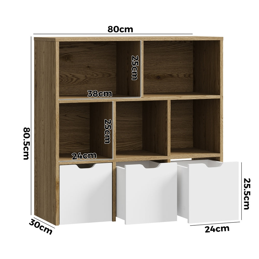 Oikiture Kids Storage Organiser Cabinet With Removable Box Natural