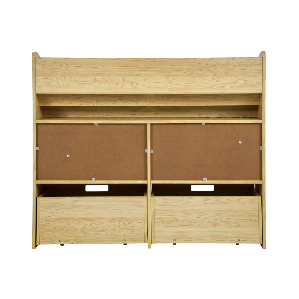 Oikiture Kids Bookshelf Toy Storage Box Organiser Display Shelf Natural