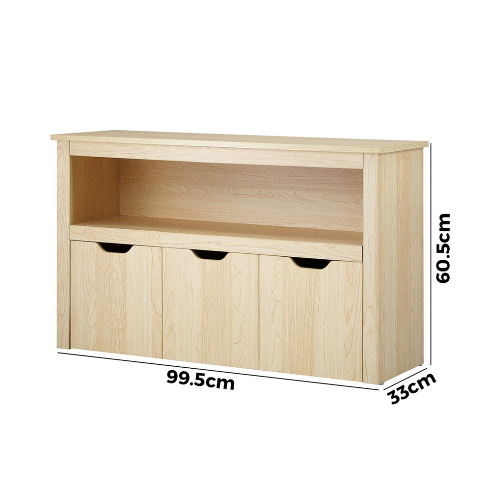 Oikiture Kids Toy Storage Cabinet With Storage Box Natural