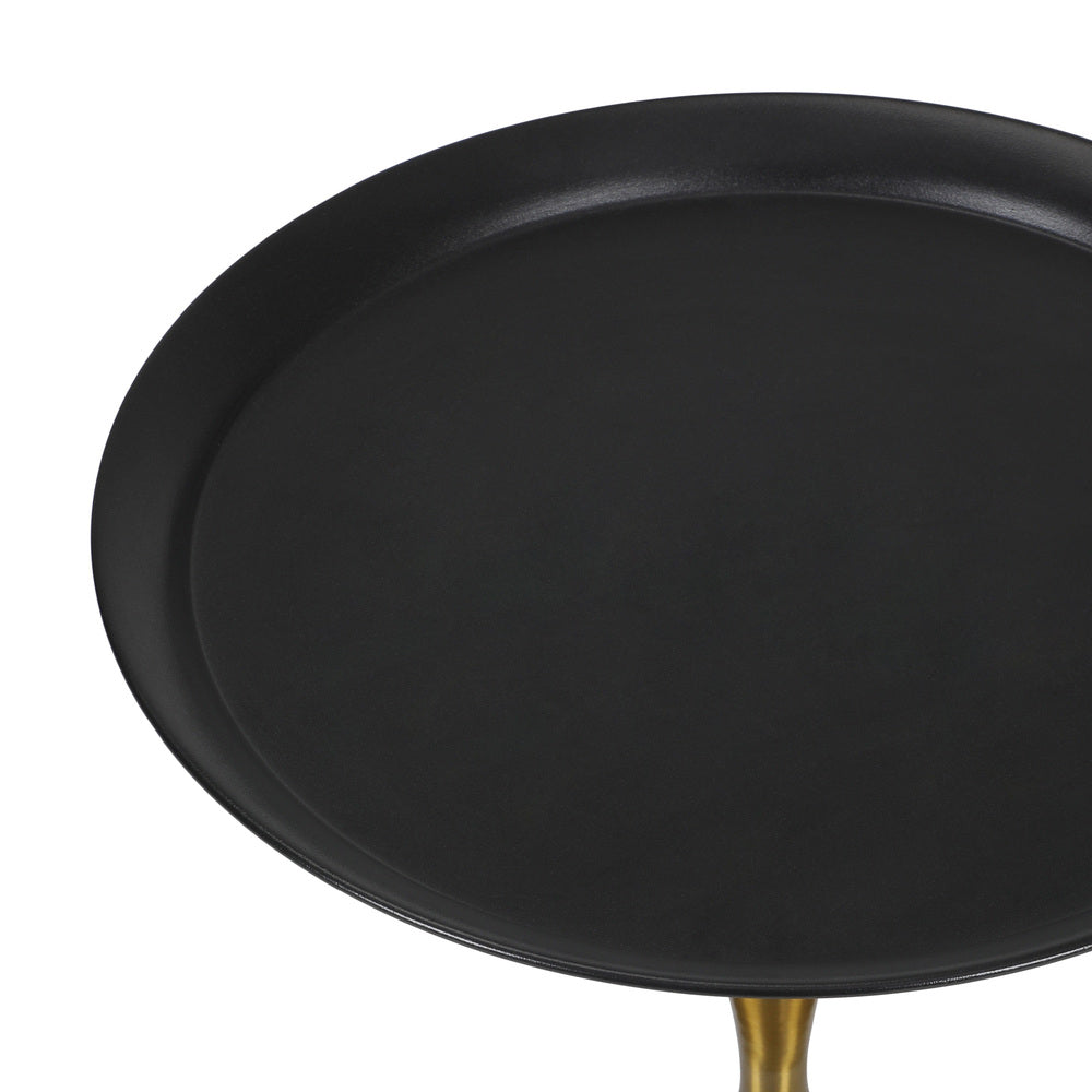 Oikiture Coffee Side Table Round Metal Black