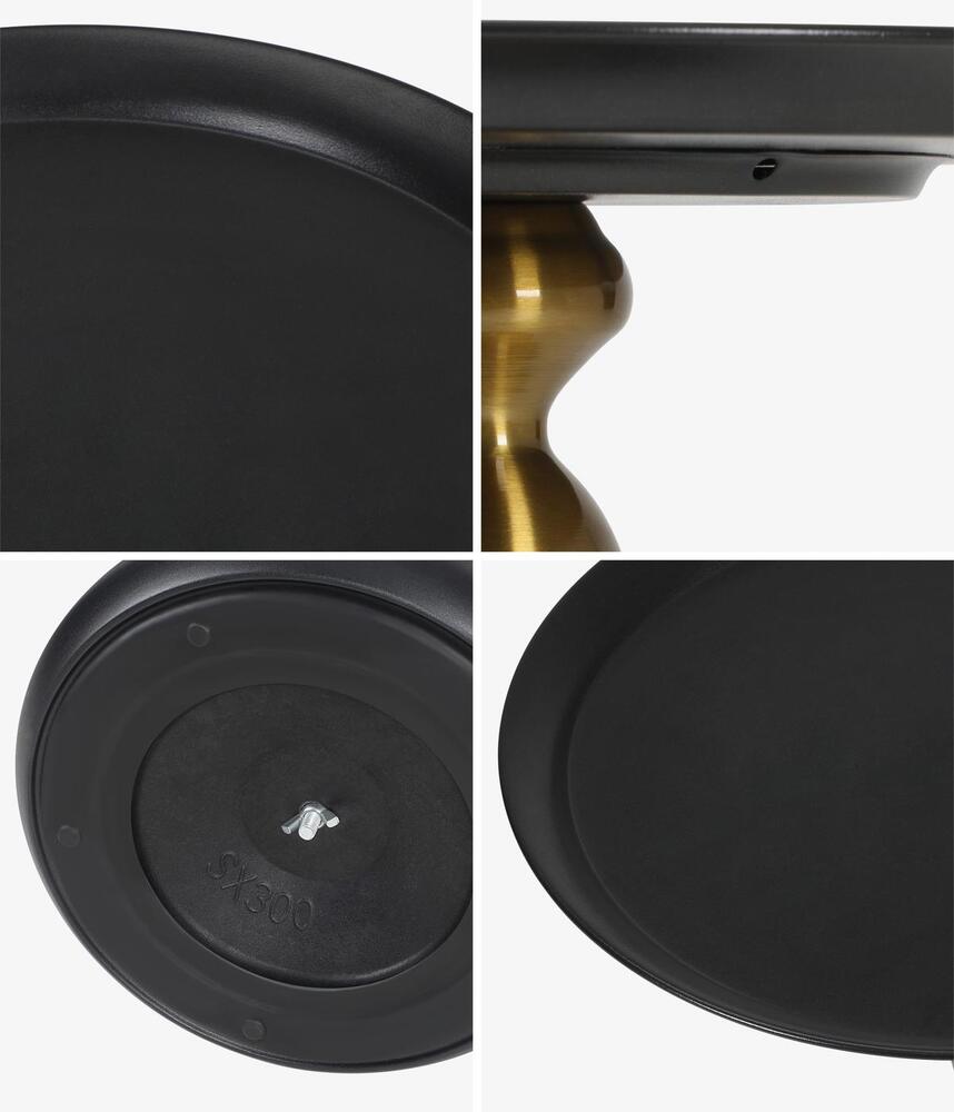 Oikiture Coffee Side Table Round Metal Black