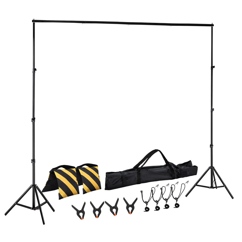 Adjustable 2.5X3M Photography Backdrop Support Stand Kit with Carry Bag and Accessories