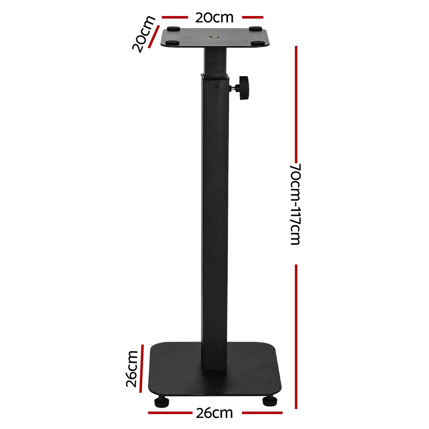 Adjustable Alpha Steel Speaker Stands (Set of 2) - 70-117cm Height