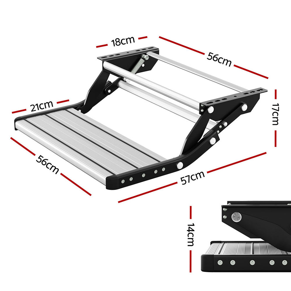 Weisshorn Manual Pull Out Caravan Step Folding RV Entry Stair 200KG Capacity Non-Slip Aluminium