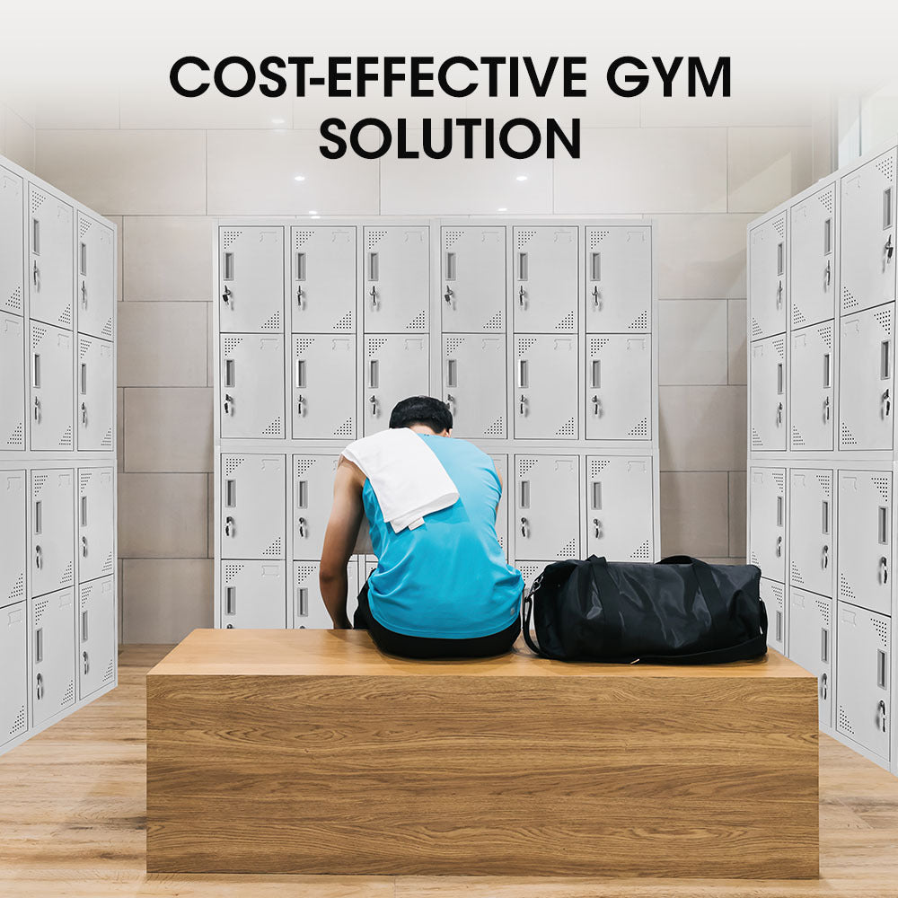 FORTIA 12-Door Metal Storage Lockers, for Gym, Office, Light Grey