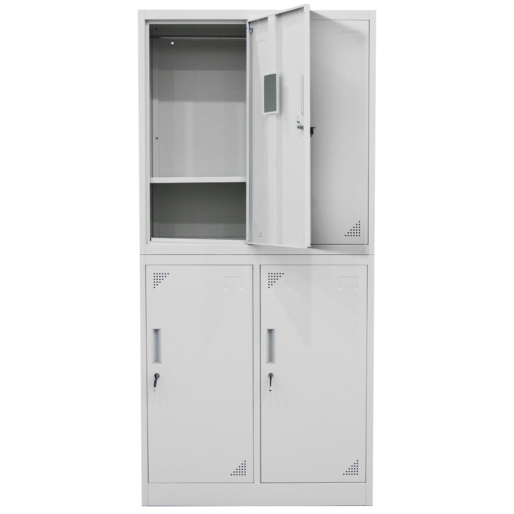FORTIA 4 Door Metal Storage Cabinet Lockers for Gym Office - Grey