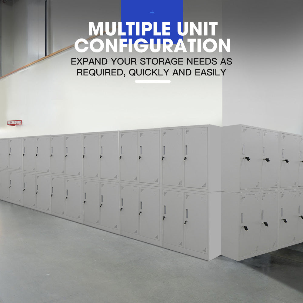 FORTIA 4 Door Metal Storage Cabinet Lockers for Gym Office - Grey