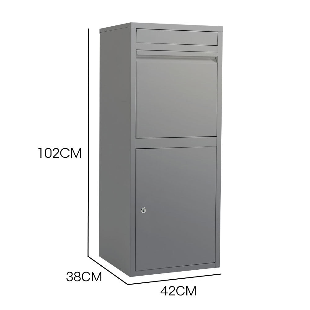 FORTIA Freestanding Parcel Post Box Letterbox, Letter Slot, Woodland Grey
