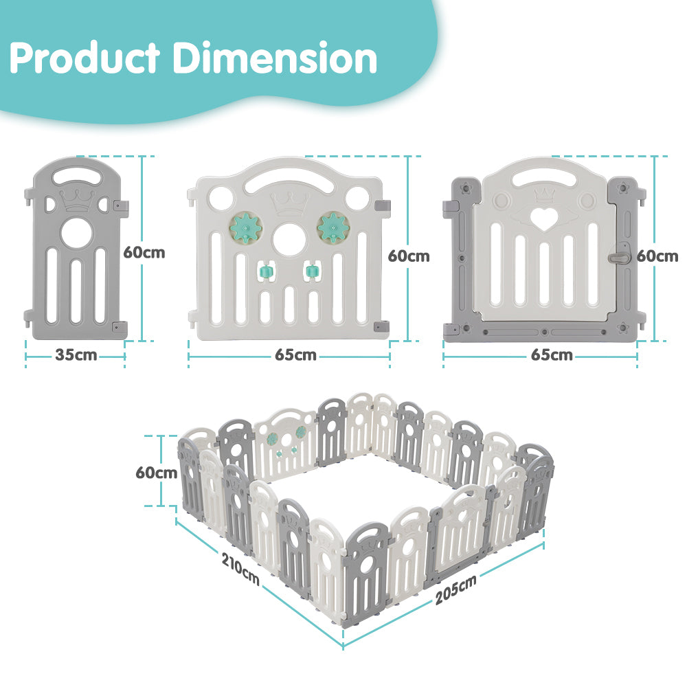 Playpals Kids Playpen Baby Safety Gate Toddler Fence 22 Panels