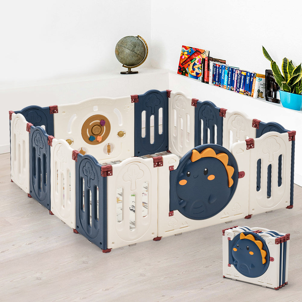 Playpals Kids Playpen Baby Safety Gate Toddler Fence 14 Panels