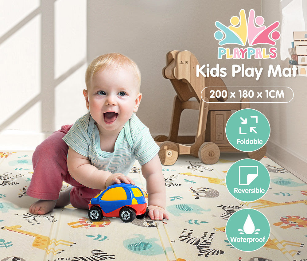 Playpals Kids Play Mat XPE Foam Double Folding Pad Non-slip Carpet