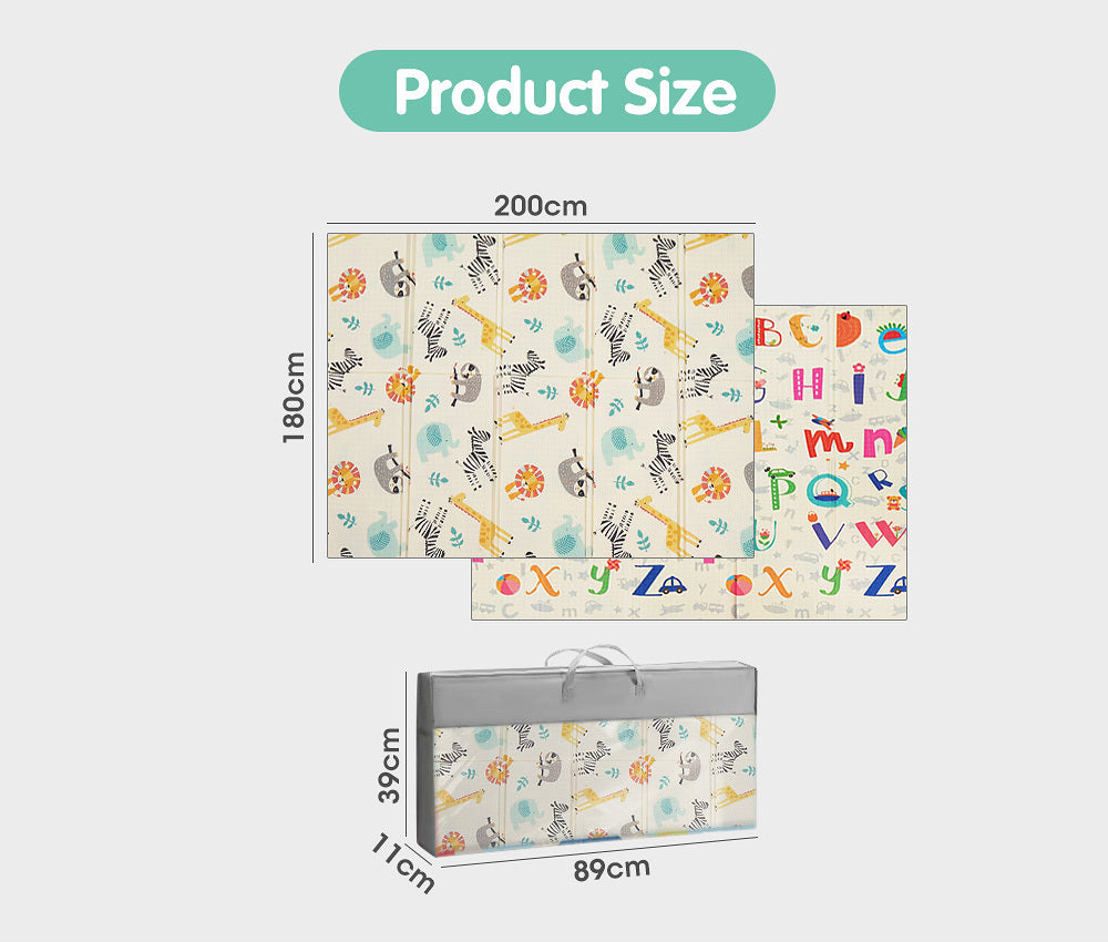 Playpals Kids Play Mat XPE Foam Double Folding Pad Non-slip Carpet