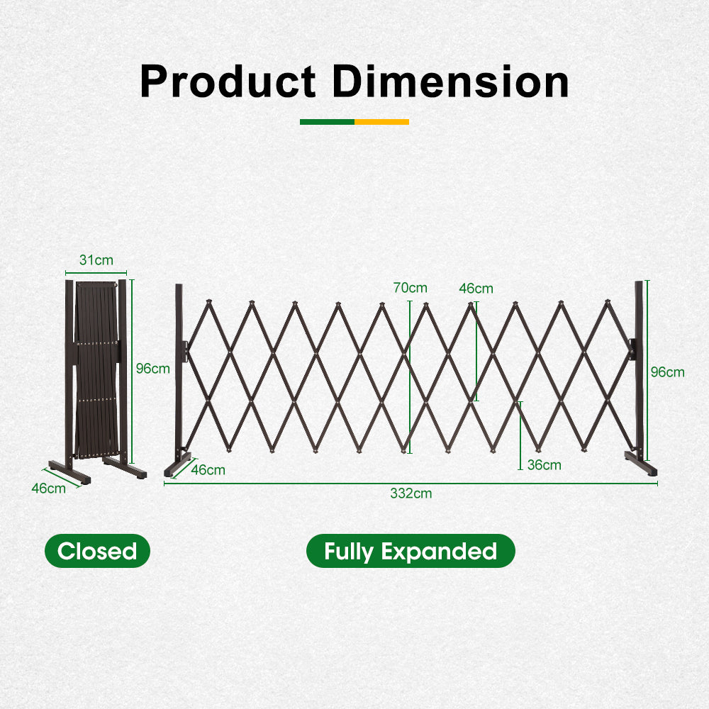 ZUNI Garden Fence Gate Expandable Barrier Indoor Outdoor Brown