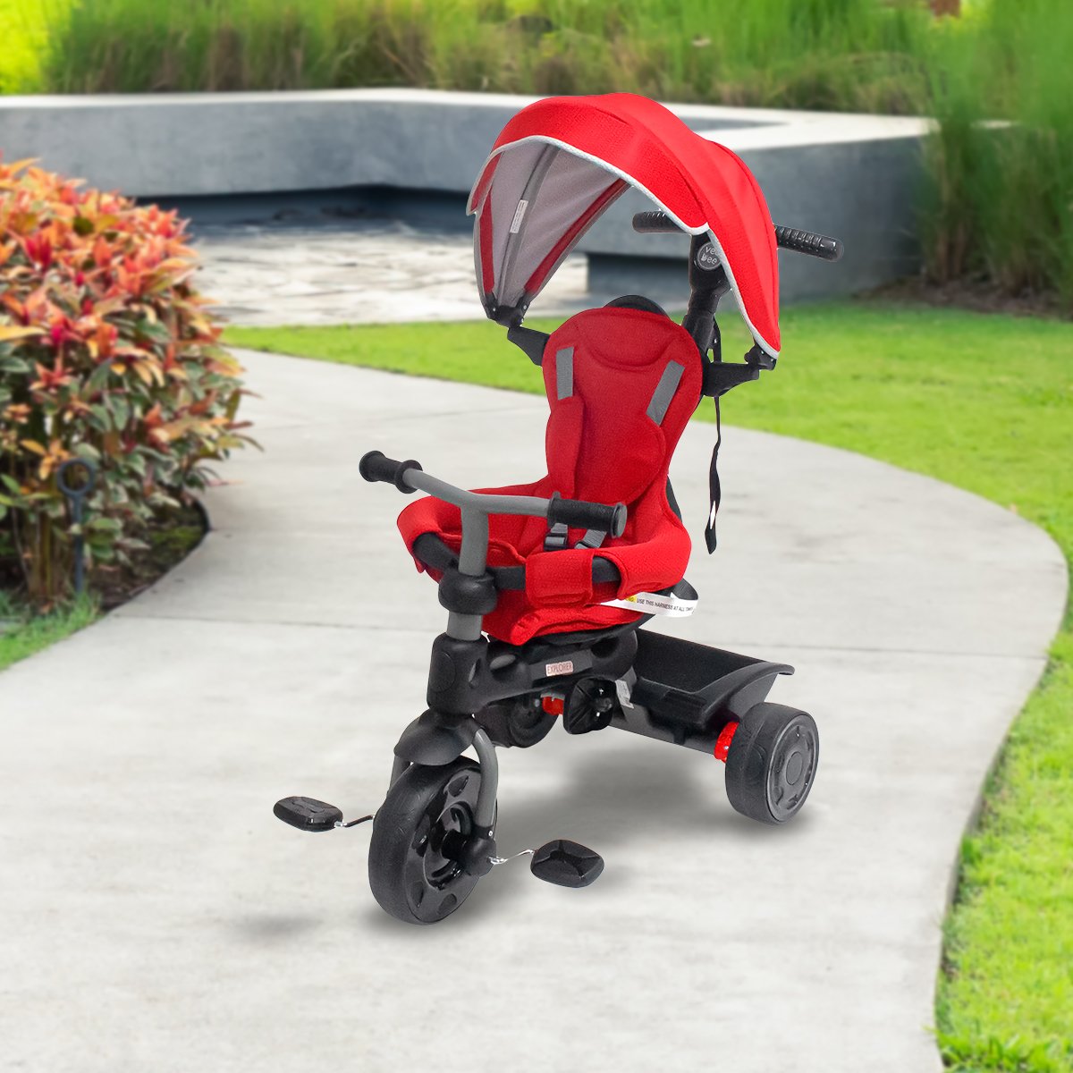 Veebee Explorer 3-Stage Kids Trike with Canopy - Red