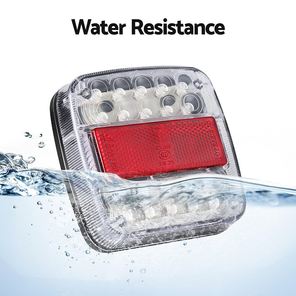 Giantz 26 LED Waterproof Tail Lights for Trucks and Trailers - Stop, Reverse, and Indicator Lights