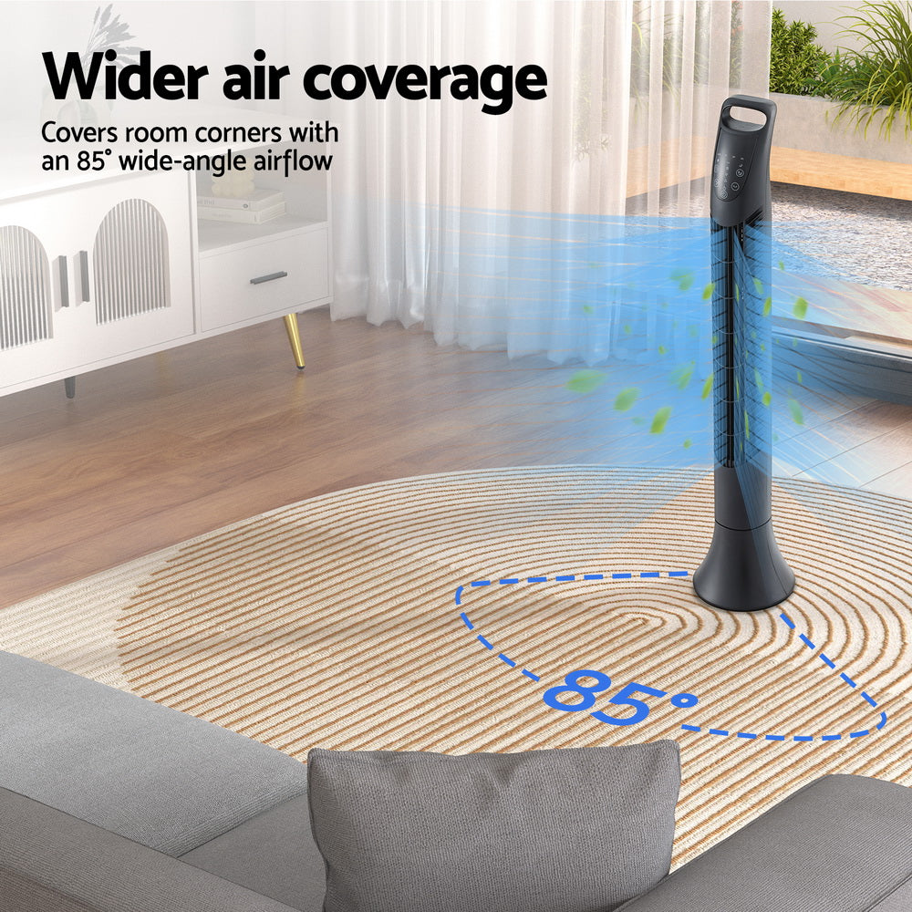 Devanti 91cm Oscillating Tower Fan with Remote Control - 3 Speed Modes