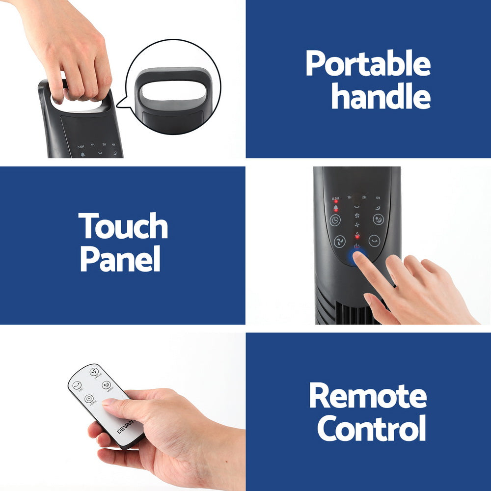 Devanti 91cm Oscillating Tower Fan with Remote Control - 3 Speed Modes