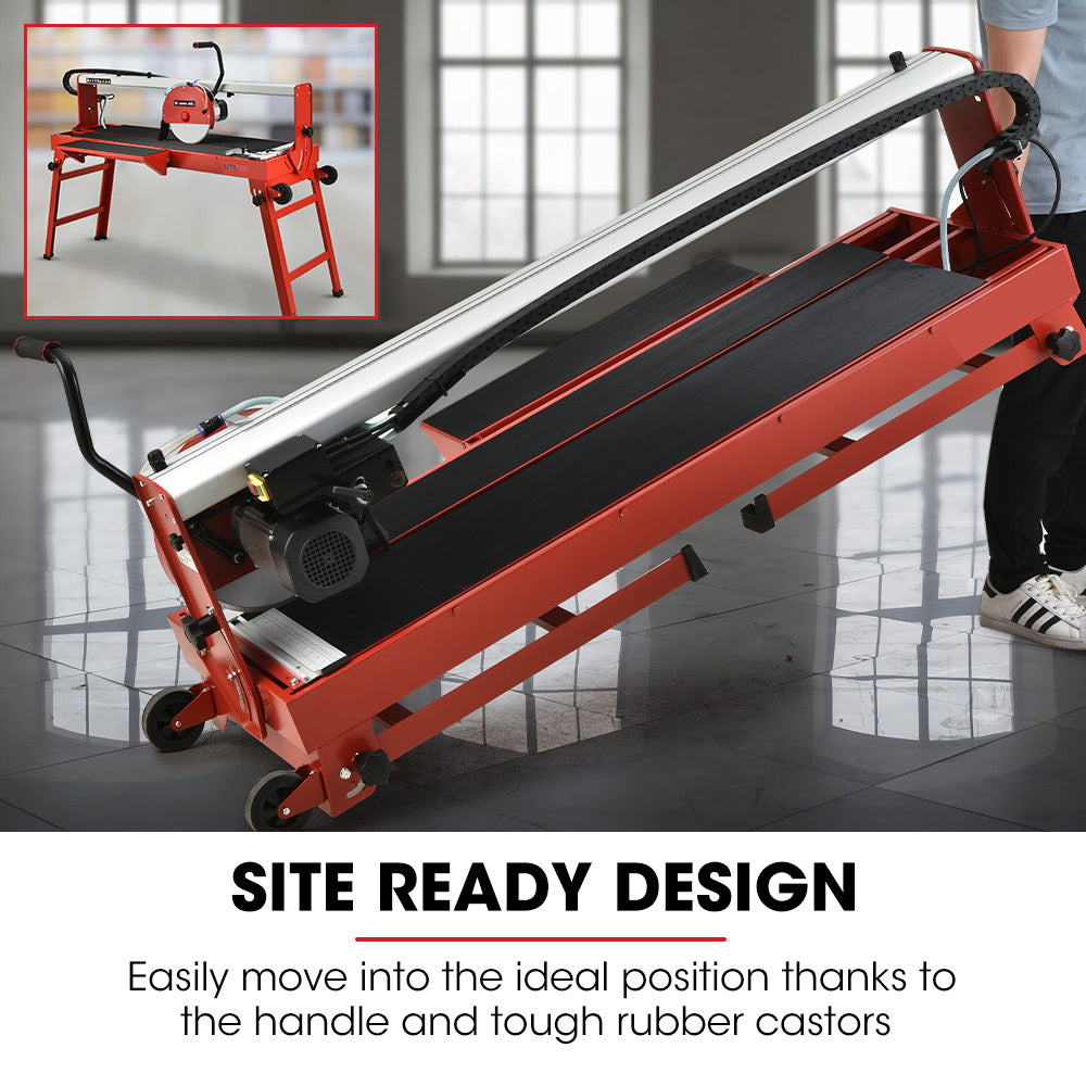 BAUMR-AG 1500W Electric Tile Saw Cutter with 300mm (12') Blade, 920mm Cutting Length, Side Extension Table