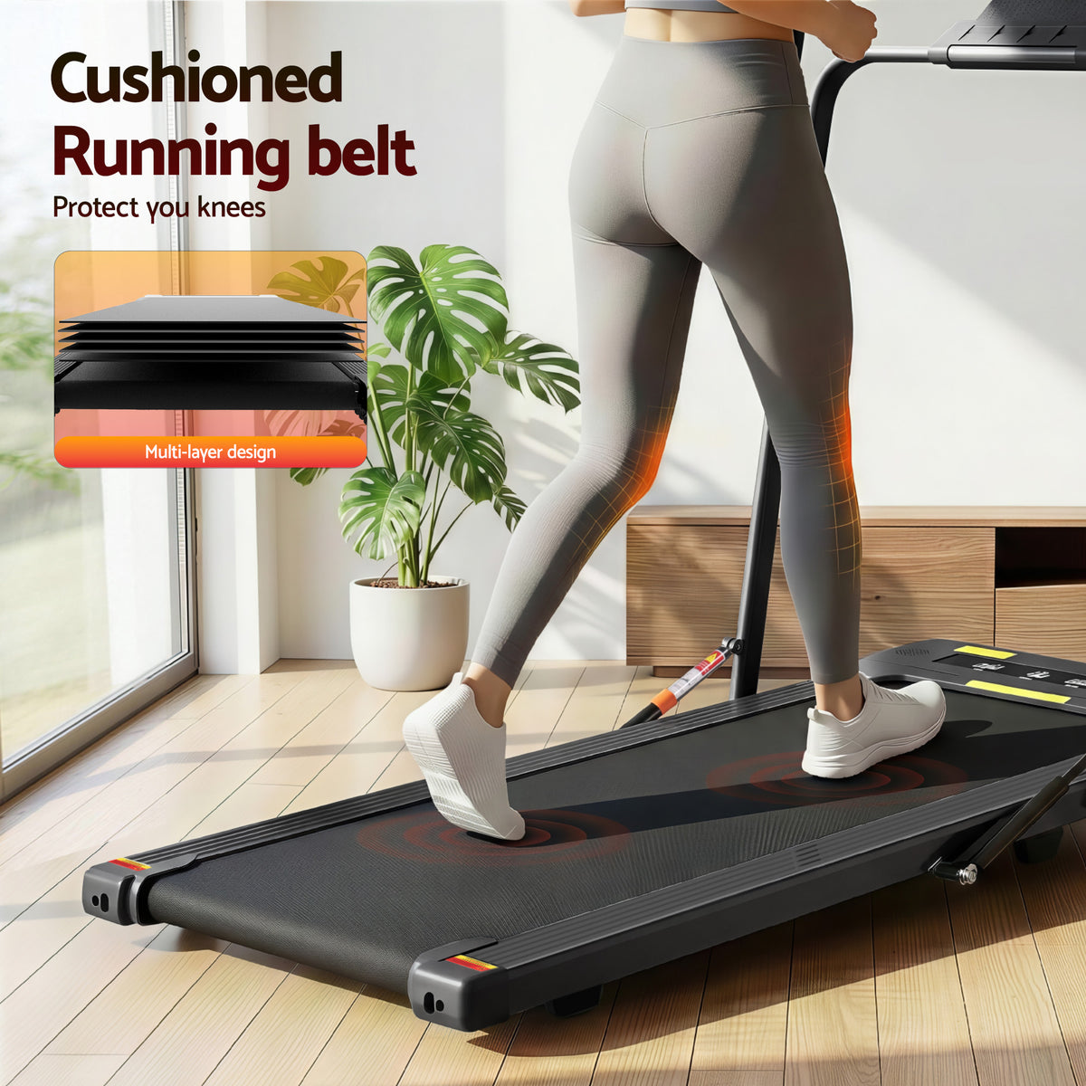 Everfit Treadmill Electric Walking Pad Under Desk Home Gym Fitness 400mm Black