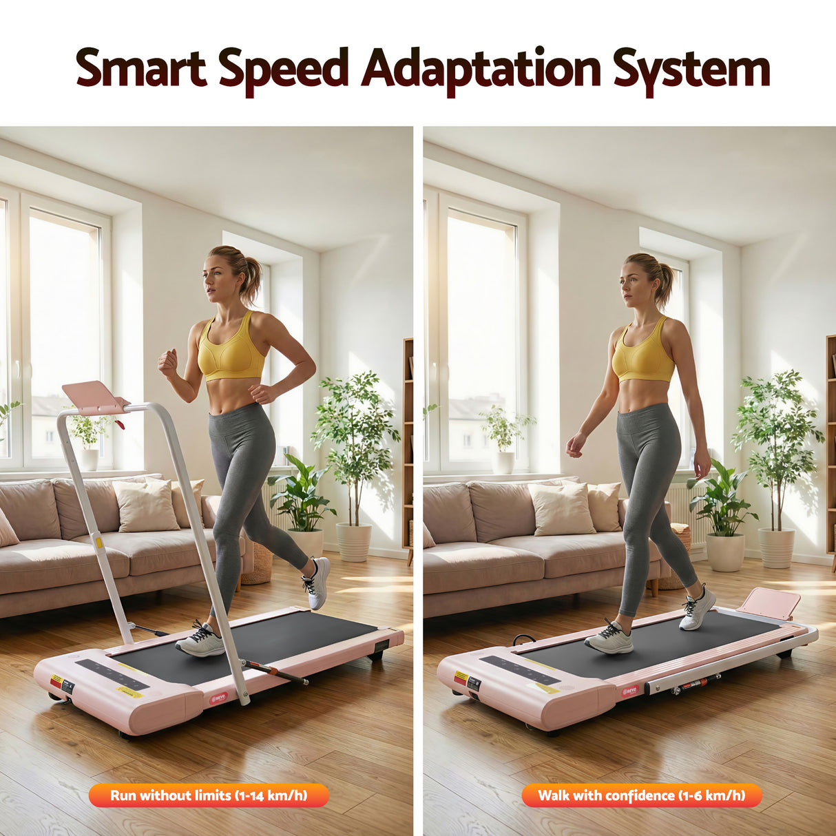 Everfit Treadmill Electric Walking Pad Under Desk Home Gym Fitness 400mm Pink