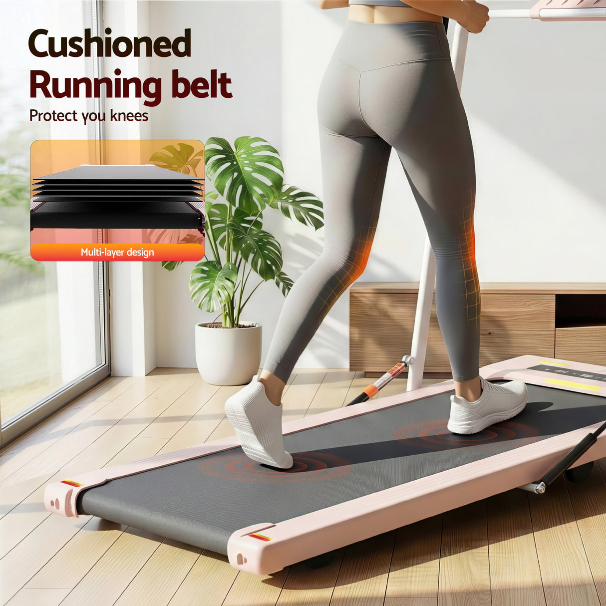 Everfit Treadmill Electric Walking Pad Under Desk Home Gym Fitness 400mm Pink