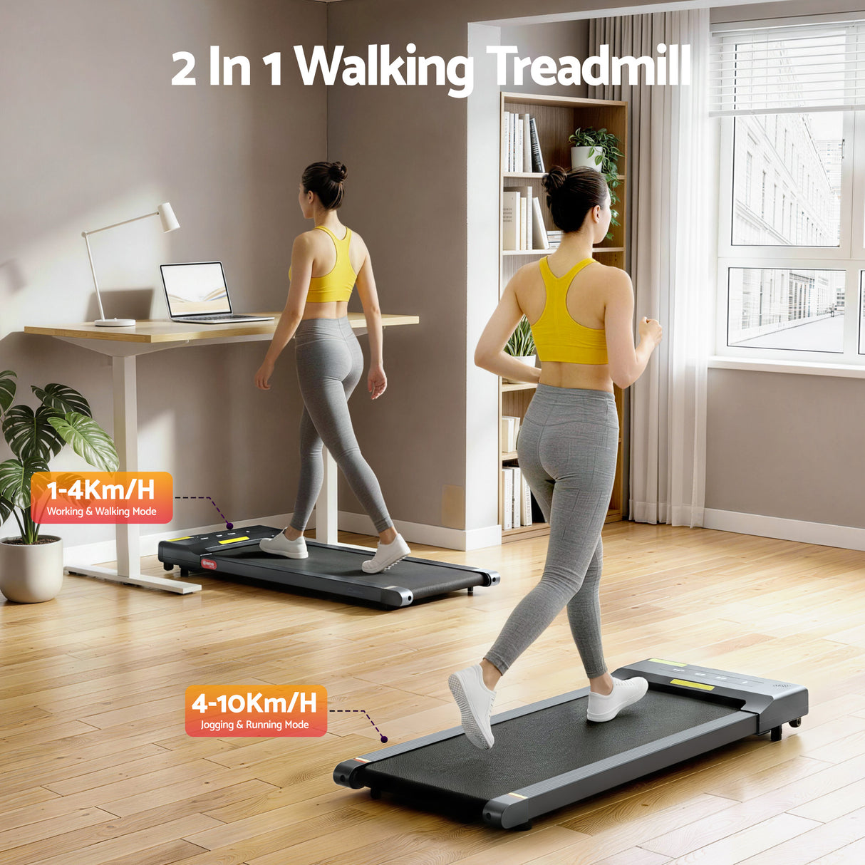 Everfit Treadmill Electric Walking Pad Under Desk Home Gym Fitness 400mm Grey