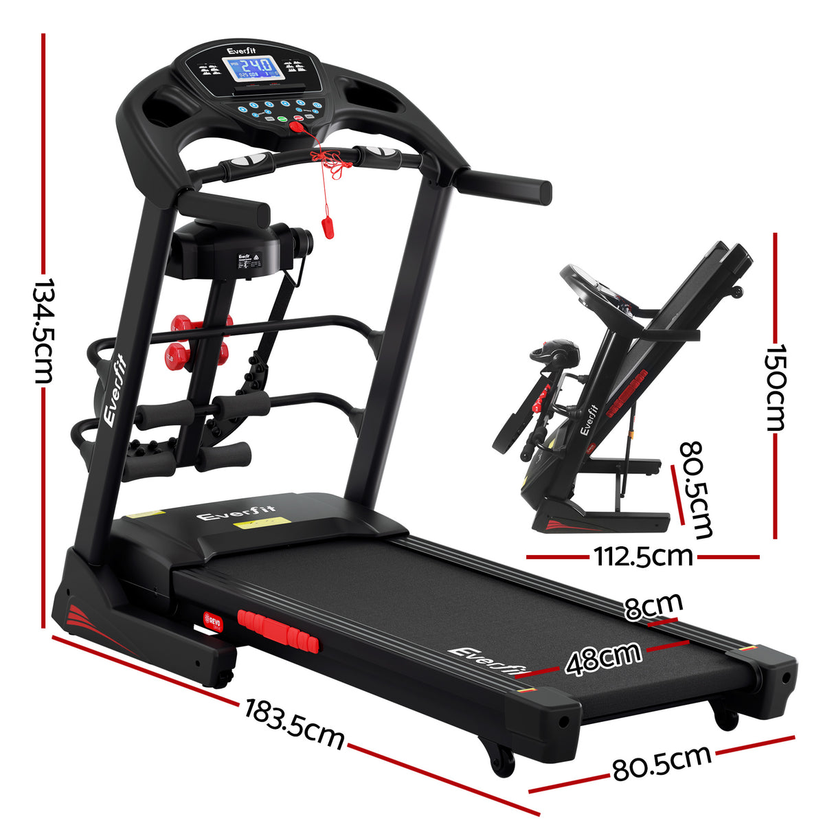 Everfit Treadmill Electric Home Gym Fitness Exercise Machine w/ Massager 480mm