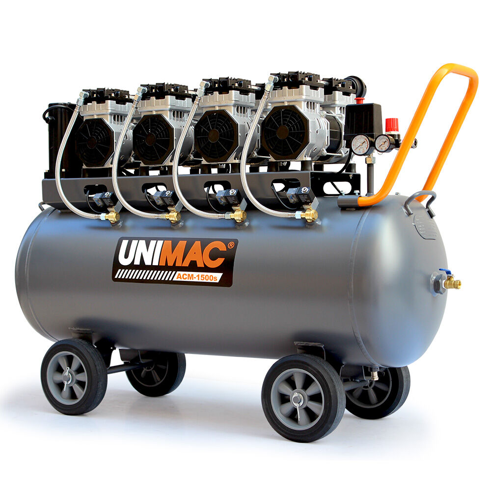 Unimac 150L 4.5HP Ultra-Slient Oil-Free Electric Air Compressor, Long Life Quad Motor, 116PSI Portab