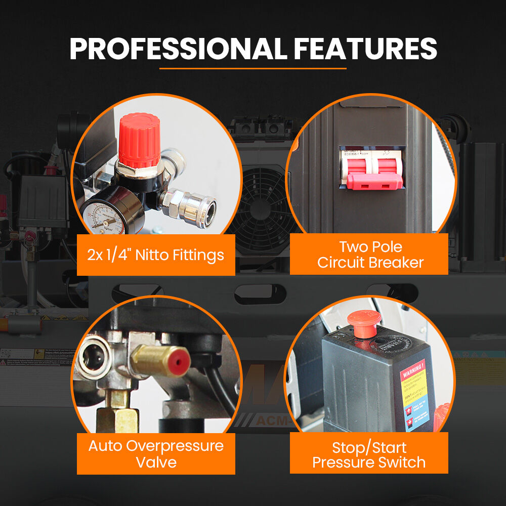 Unimac 150L 4.5HP Ultra-Slient Oil-Free Electric Air Compressor, Long Life Quad Motor, 116PSI Portab