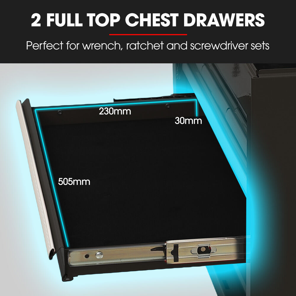 BULLET Pro 16 Drawer Tool Box Cabinet Chest Storage, Toolbox Garage Organiser Set, Black