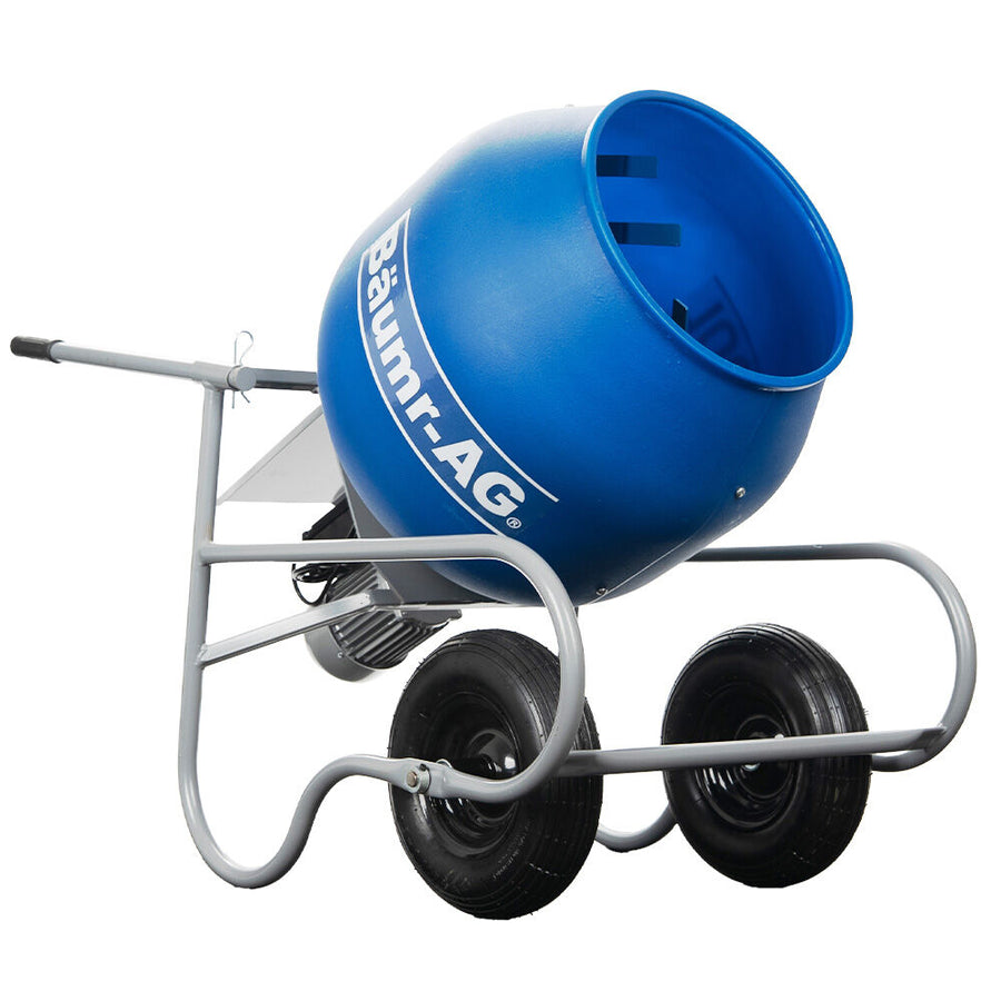 BAUMR-AG 100L Cement Concrete Mixer, Easy Clean, Ultra-Light, Rust-proof, Impact-Resistant Poly Drum, 16 Inch Tyres
