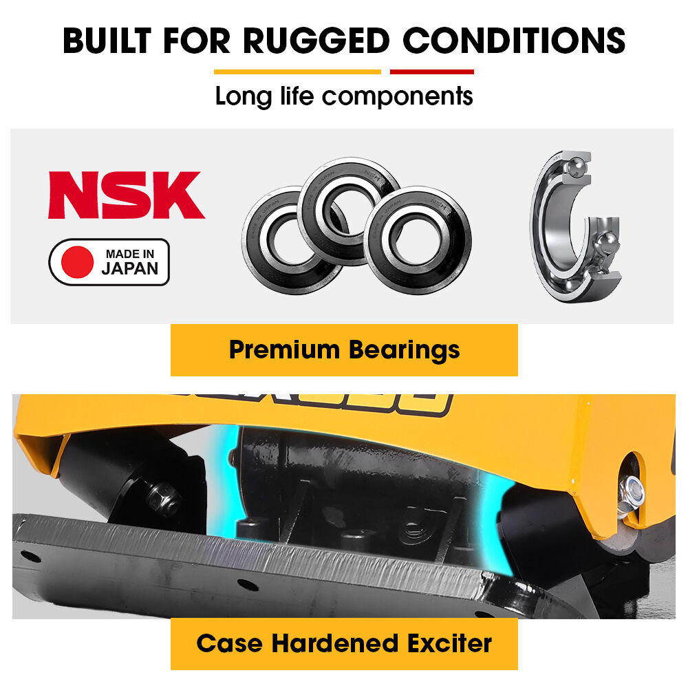 BAUMR-AG 125kg 450x630mm 7HP Plate Compactor, 32kN Vibratory Compaction, Wheel Kit, Protective Paver Pad, Commercial-Grade