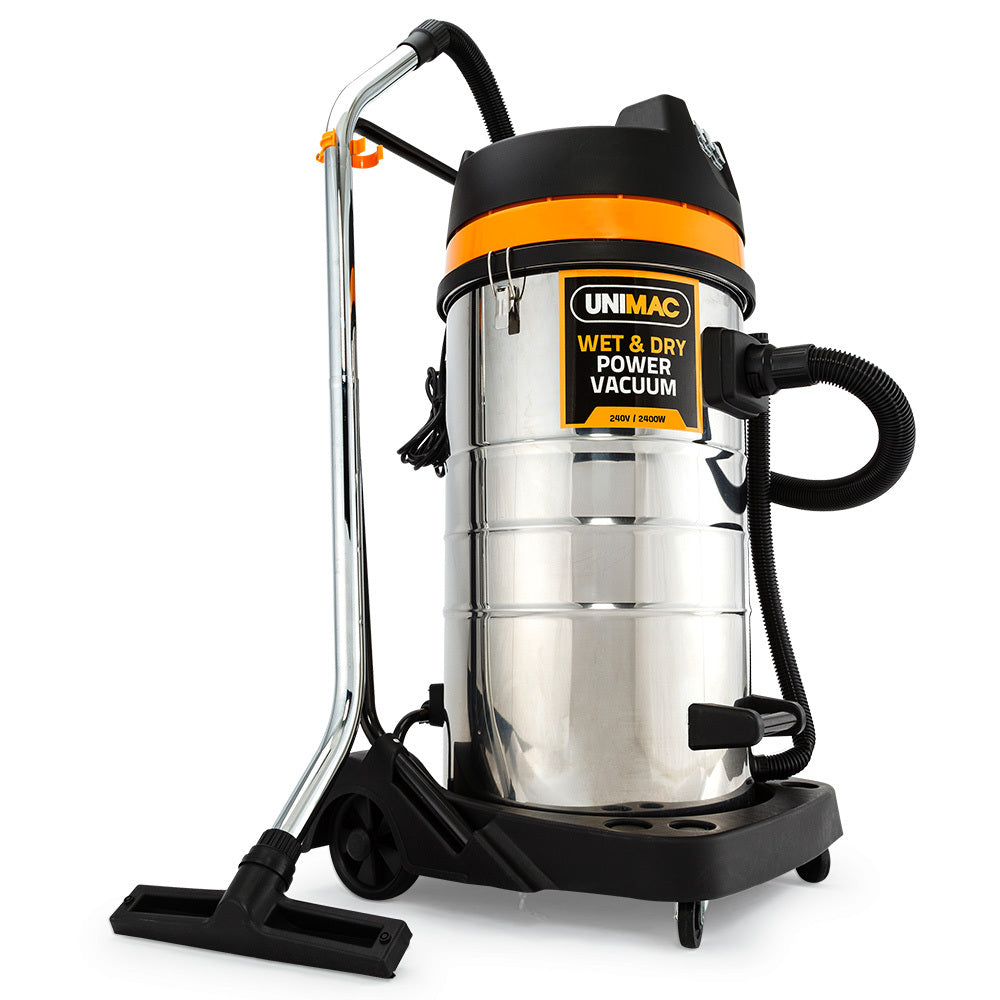 UNIMAC 100L 2400W Wet and Dry Vacuum Cleaner, Heavy-Duty Dual Copper Motors, Accessory Set, for Work