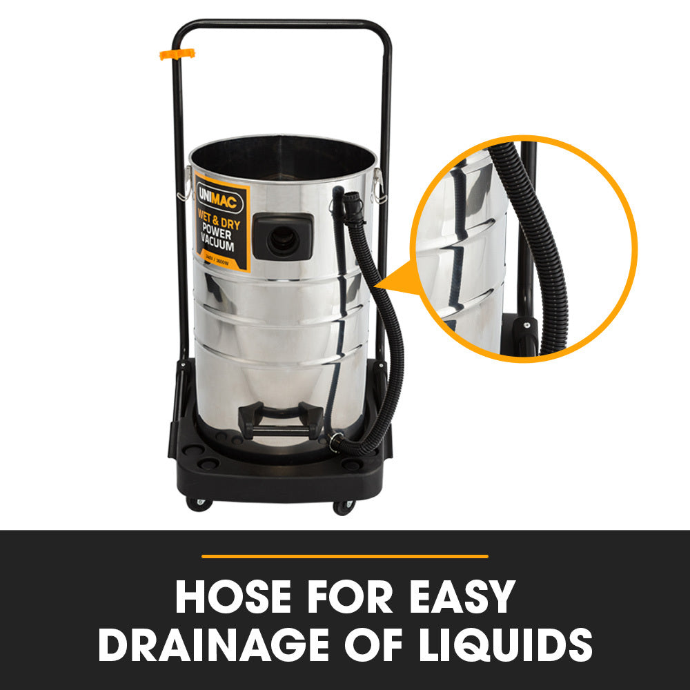 UNIMAC 100L 2400W Wet and Dry Vacuum Cleaner, Heavy-Duty Dual Copper Motors, Accessory Set, for Work