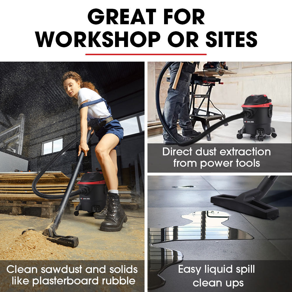 BAUMR-AG 15L 1200W Wet and Dry Vacuum Cleaner, with Blower, for Car, Workshop, Carpet