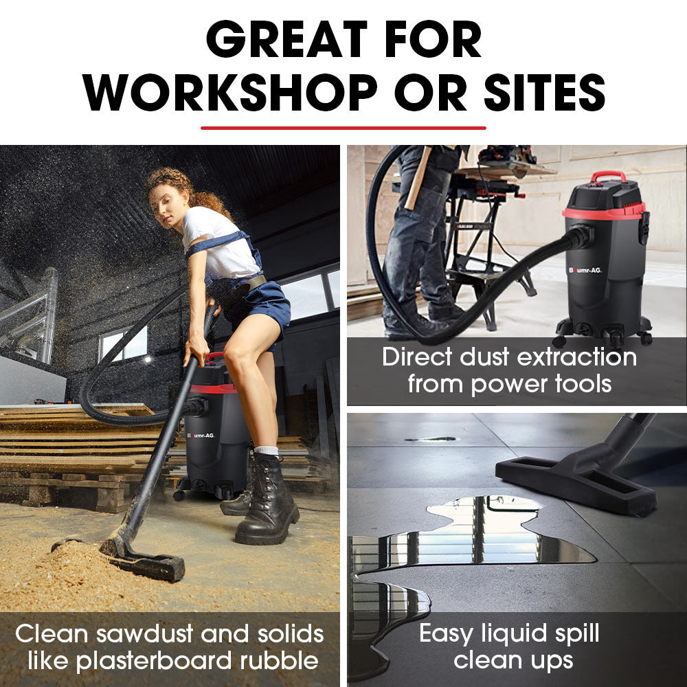 BAUMR-AG 30L 1200W Wet and Dry Vacuum Cleaner, with Blower, for Car, Workshop, Carpet