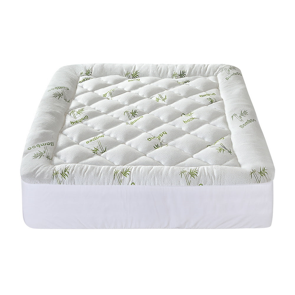 Giselle Bedding 5cm Pillowtop Mattress Topper 1000GSM Thick Soft Bamboo Cooling Pad for Back Pain Relief & Guest Bed, Washable Overfilled Cover with 45cm Deep Pocket Queen