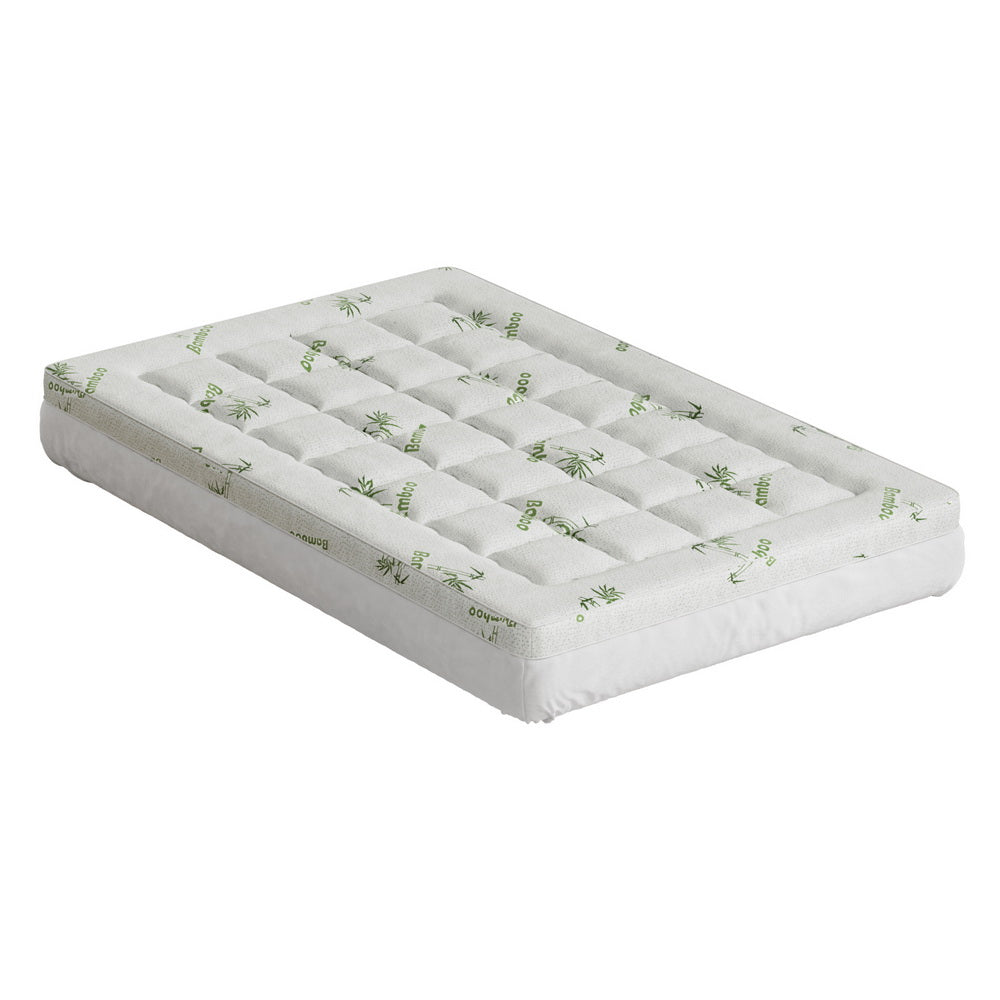 Giselle Bedding Pillowtop Mattress Topper 7.5cm Thick Bamboo Pad for Back Pain Relief Washable Skin-friendly Bed Protector with 45cm Deep Pocket King Single