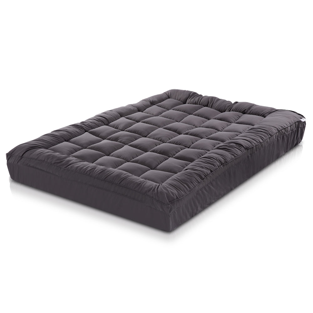 Giselle Bedding Bamboo Charcoal Filling Pillowtop Topper 1000GSM 5cm Thick Pillowtop Pad for Back Pain Relief Washable with 45cm Deep Pocket Queen