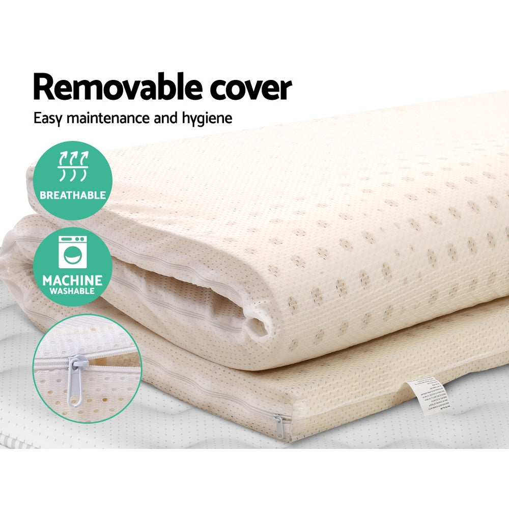 Giselle Bedding Latex Mattress Topper, 5cm Thick Cooling Bed Pad for Side Sleepers Pain Relief, 7 Zone Foldable Mat with Washable Cover for Guest Room Bedroom Double
