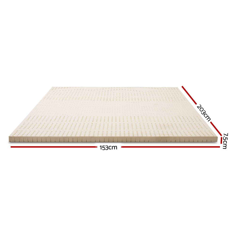 Giselle Bedding Latex Mattress Topper, 7.5cm Thick 7-Zone Pressure Relief Bed Pad with Washable Cover, Cooling Breathable Mat for Side Sleepers & Back Pain, Beige Queen