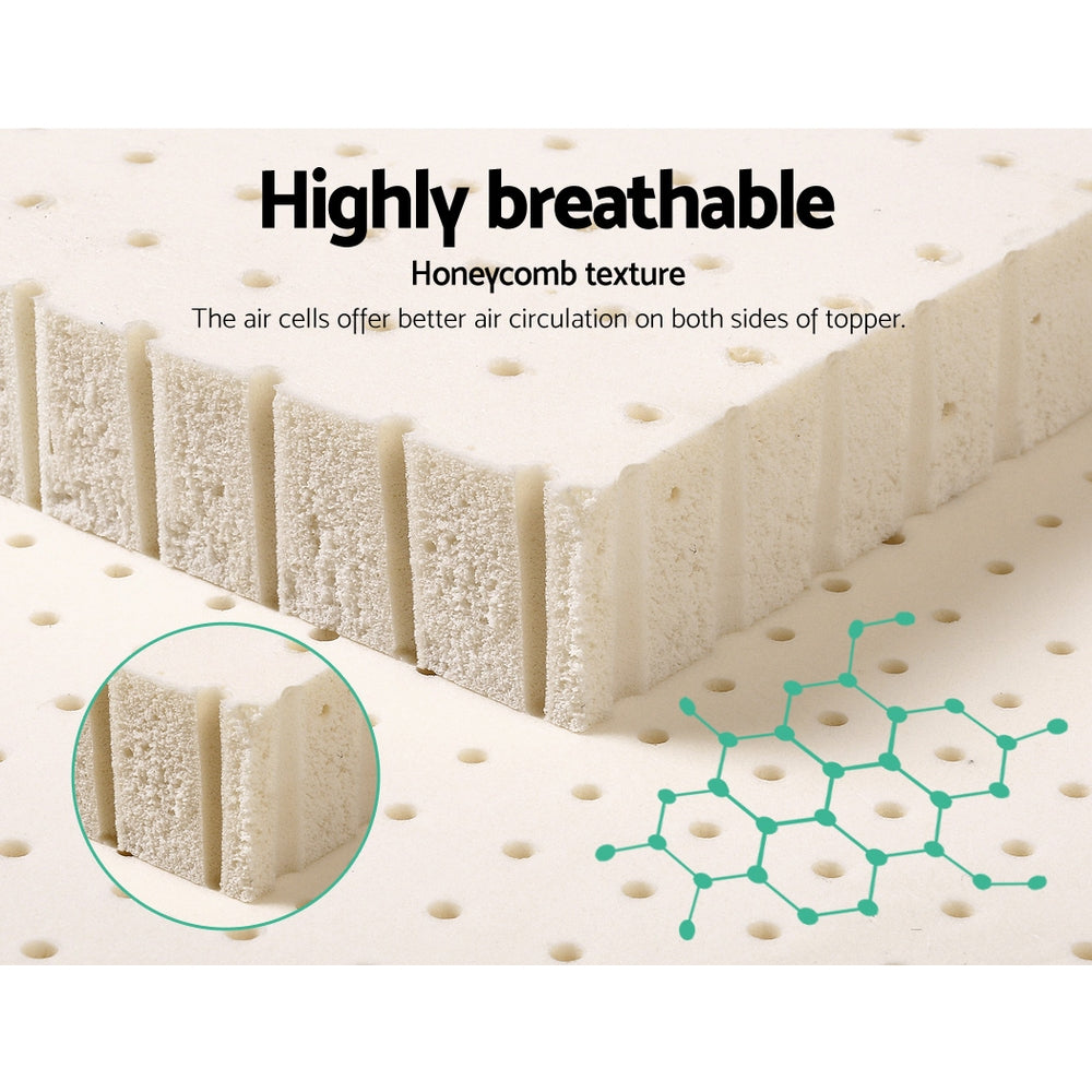 Giselle Bedding Latex Mattress Topper, 7.5cm Thick 7-Zone Pressure Relief Bed Pad with Washable Cover, Cooling Breathable Mat for Side Sleepers & Back Pain, Beige Queen