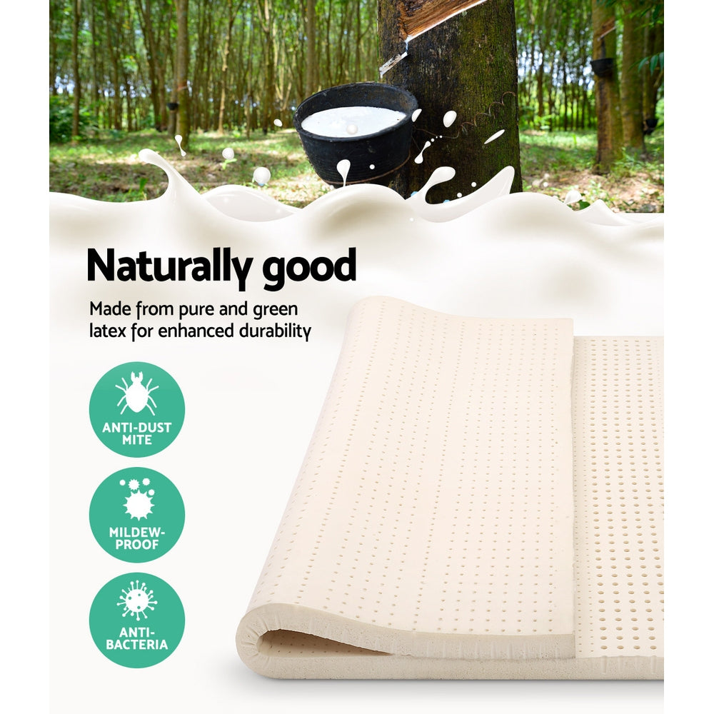 Giselle Bedding Latex Mattress Topper, 7.5cm Thick 7-Zone Pressure Relief Bed Pad with Washable Cover, Cooling Breathable Mat for Side Sleepers & Back Pain, Beige Queen