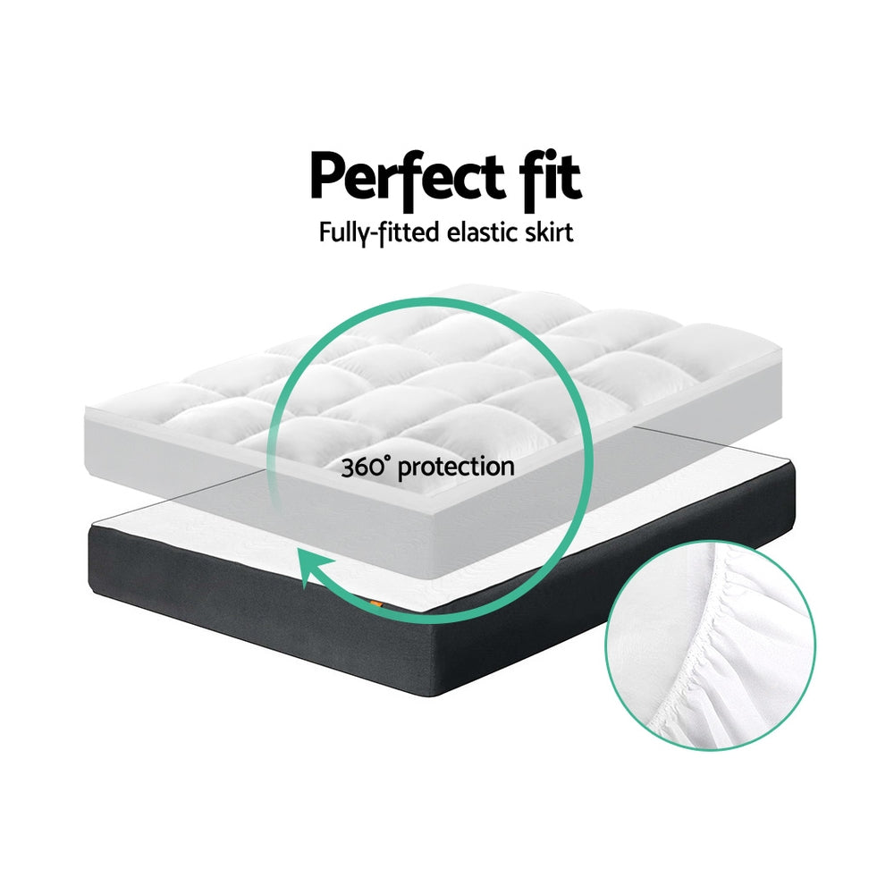 Giselle Bedding Pillowtop Mattress Topper 5cm Thick Pad for Back Pain Relief Washable Underlay Protector 1000GSM Microfibre Filling 45cm Deep Pocket Queen