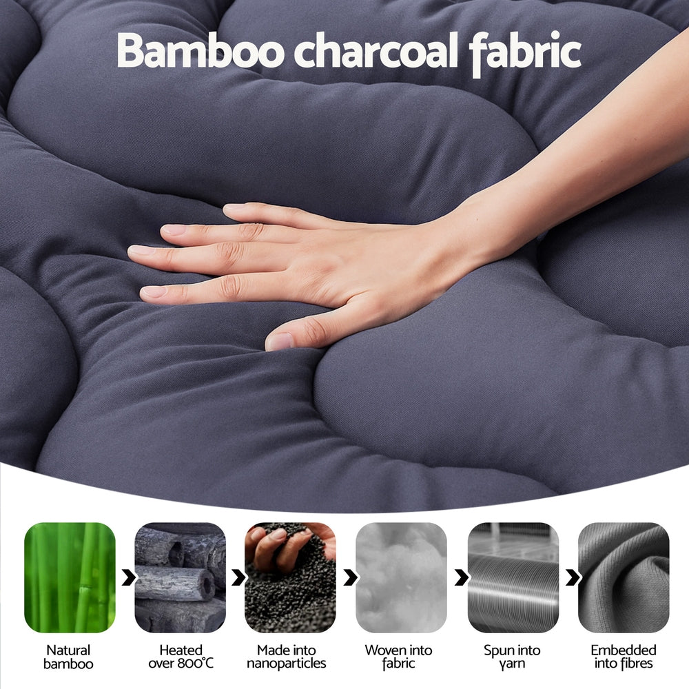 Giselle 5cm Mattress Topper Pillowtop toppers Bamboo Charcoal Queen