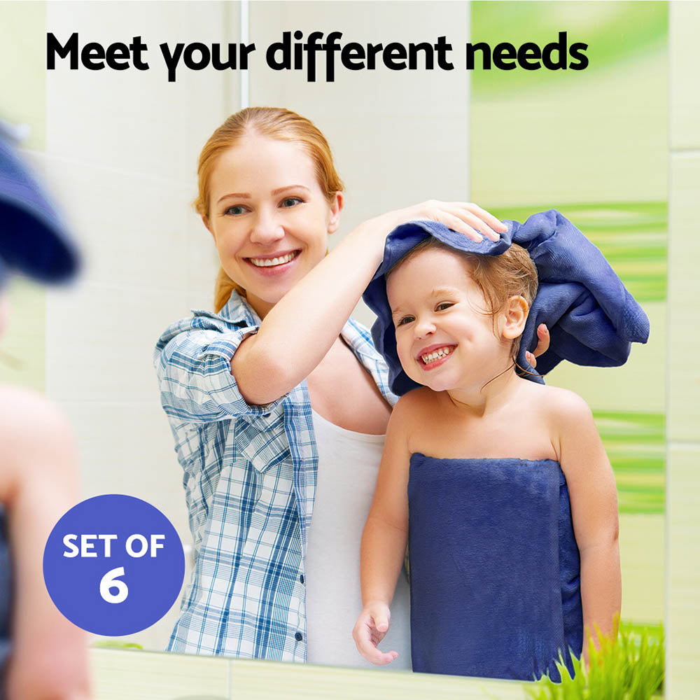 Luxurious 6-Piece Navy Cotton Bath Towel Set