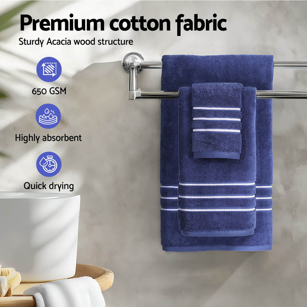 Luxurious 6-Piece Navy Cotton Bath Towel Set