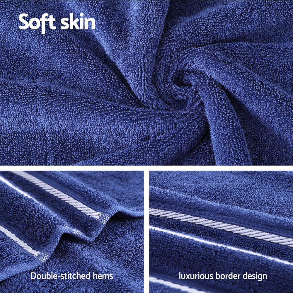 Luxurious 6-Piece Navy Cotton Bath Towel Set