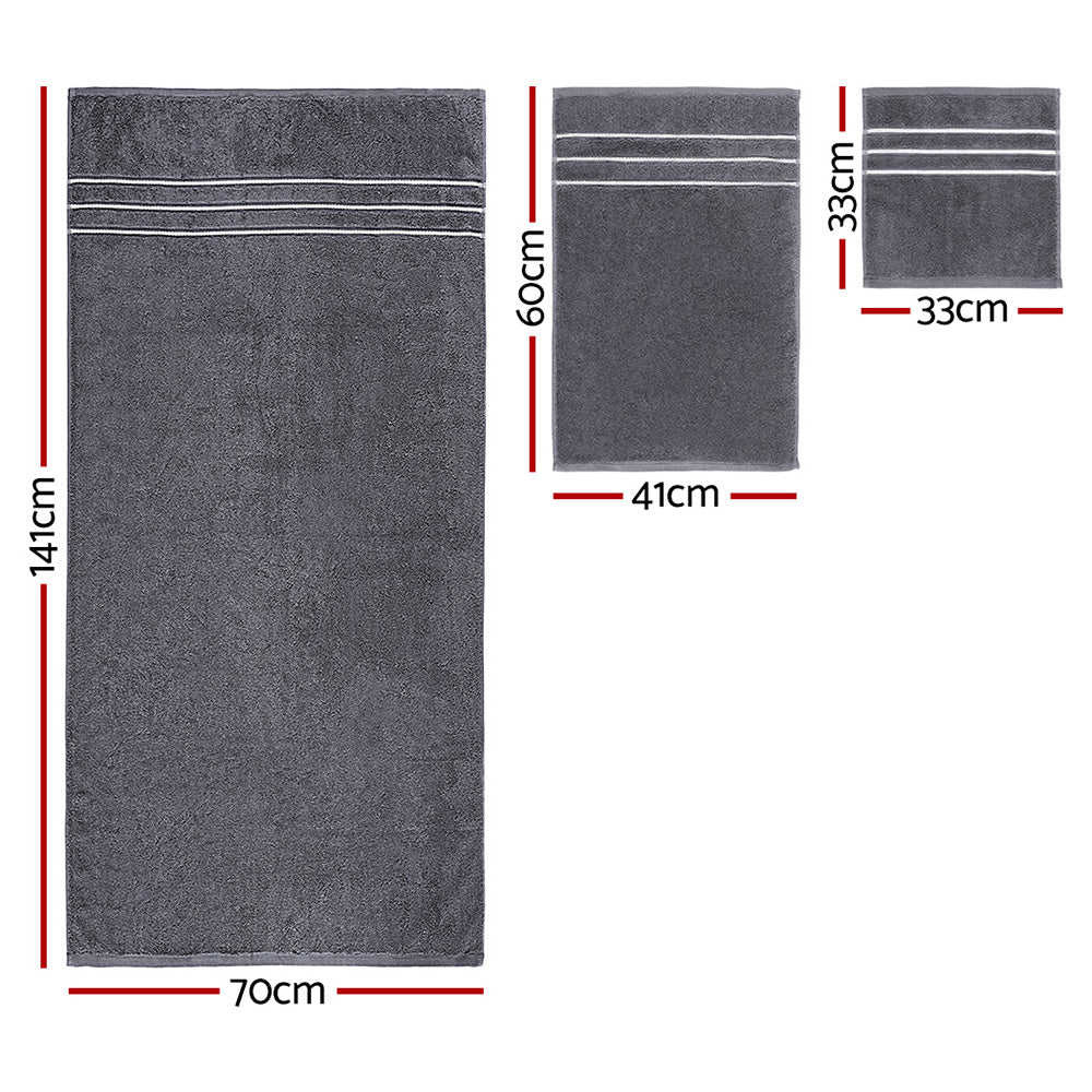 Luxury 6-Piece Grey Cotton Bath Towel Set